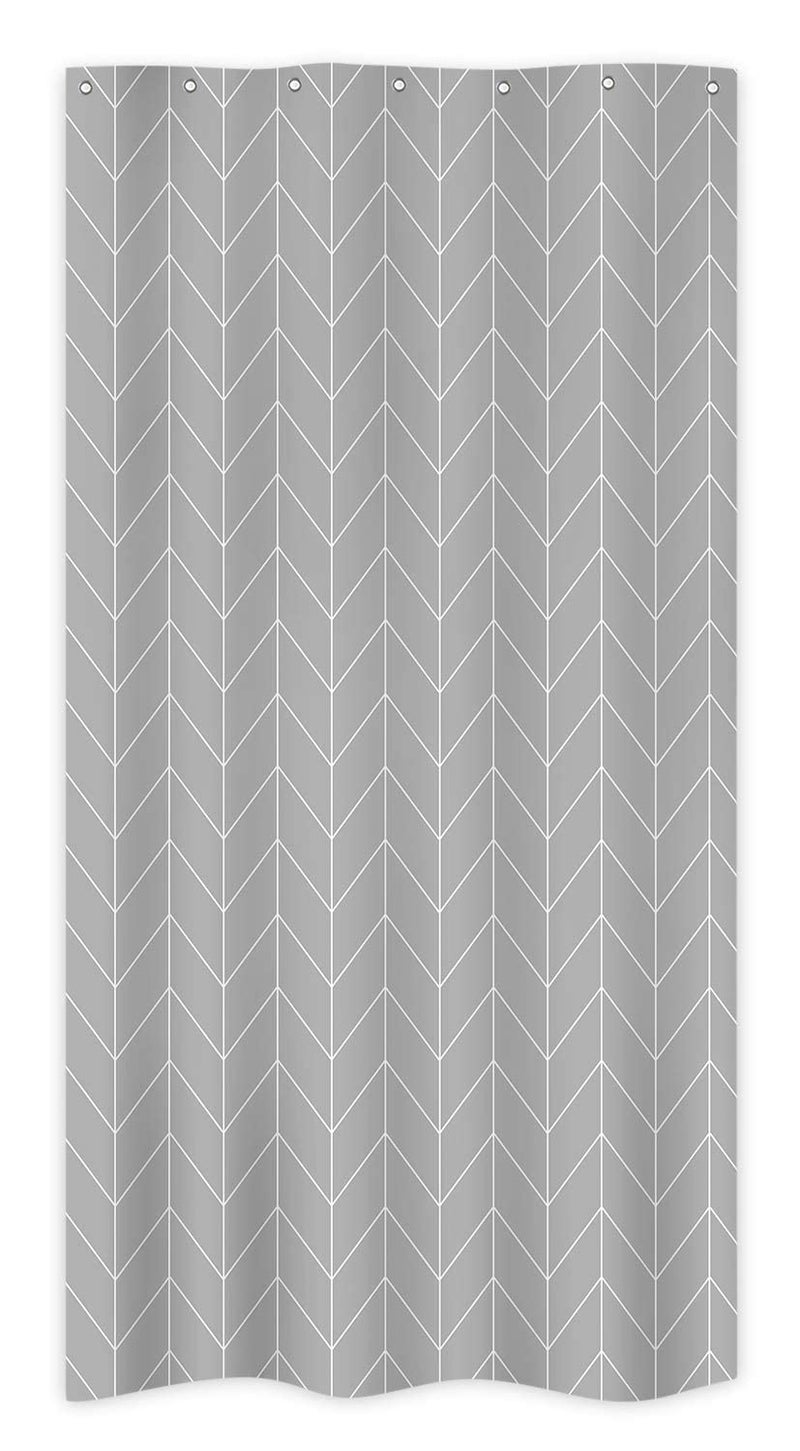 Riyidecor Small Stall RV Gray Grey Shower Curtain Liner for Bathroom Narrow Dorm Half Size Stand Up 36x72 Inches Wide Single Chevron Herringbone Geometric Tiny Walkin Fabric Polyester Bathroom - Image 5